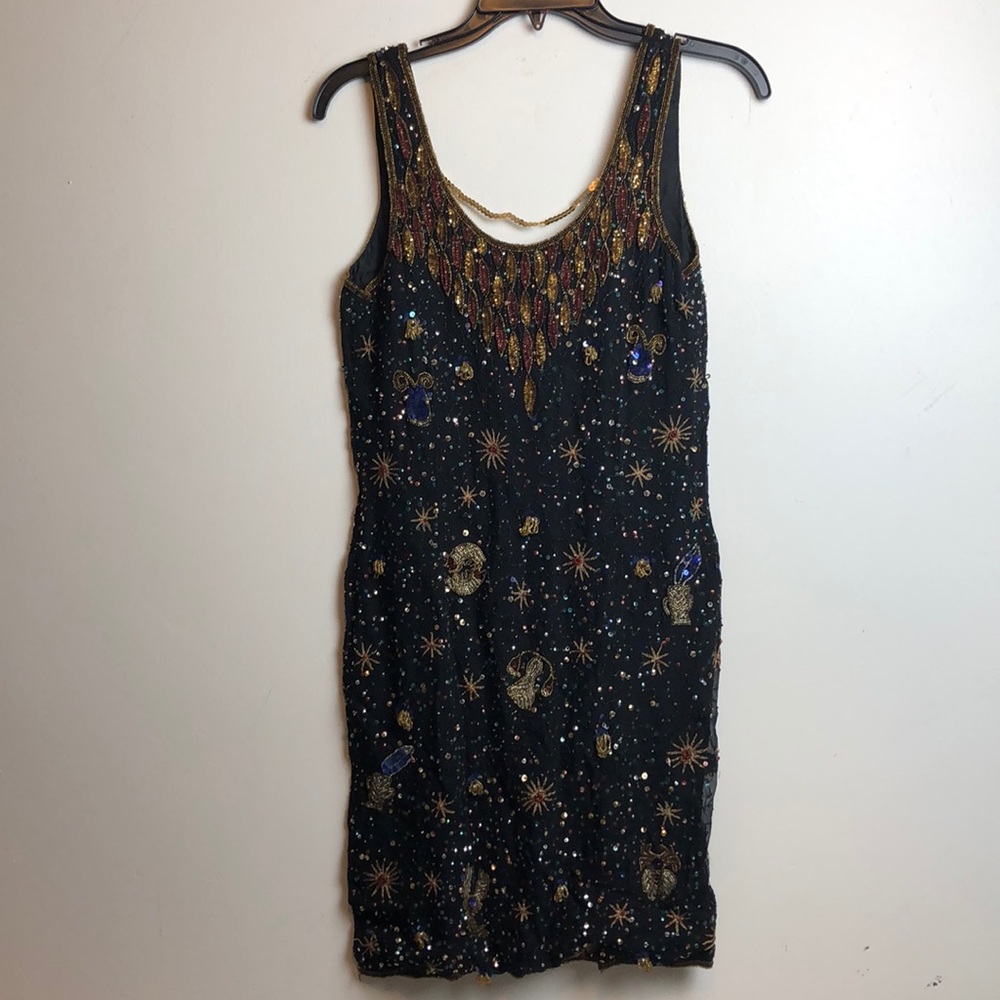 Sold Lisa Kane Astrological Vintage together beaded sequin astrology dress tarot